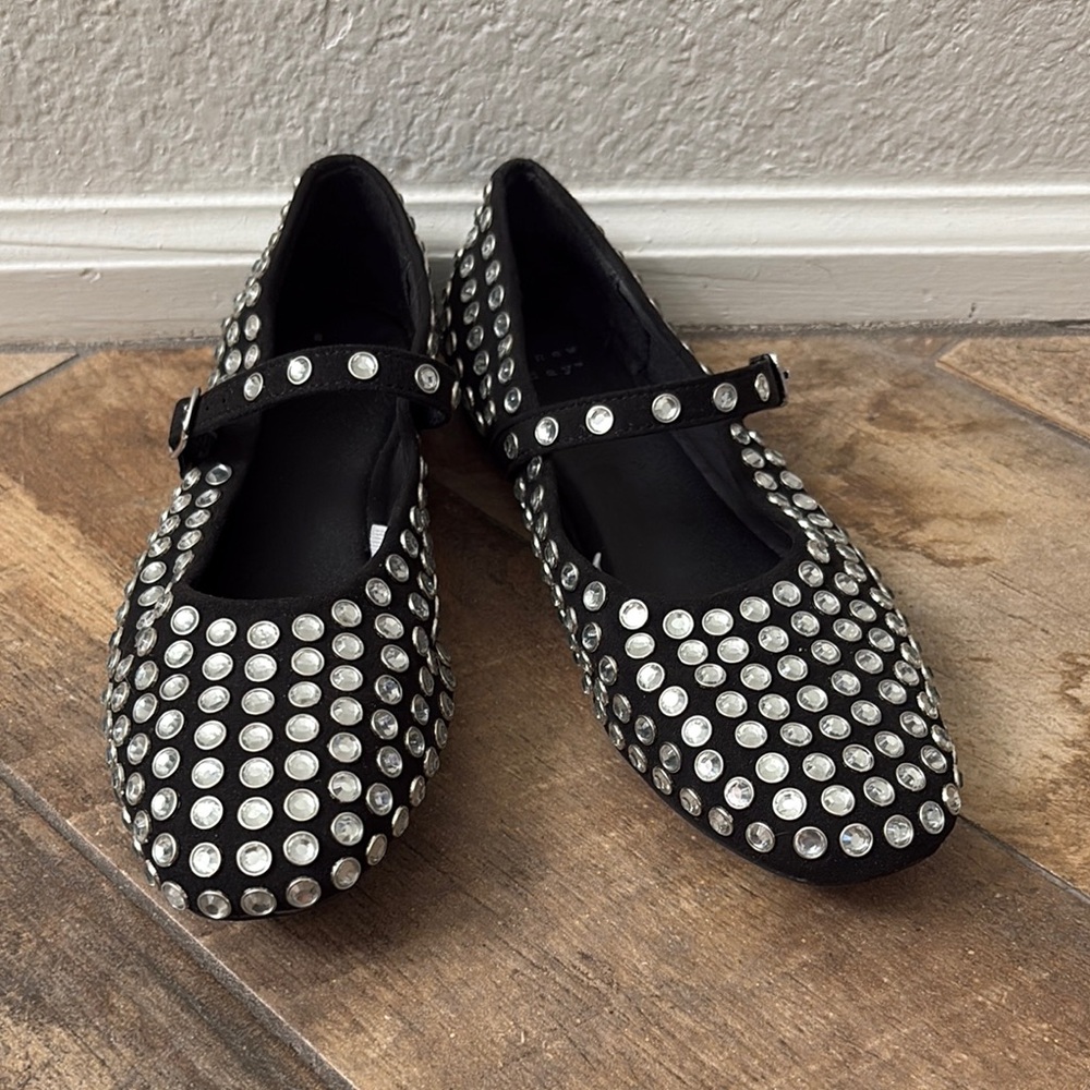 a new day Issa Rhinestone Mary Jane Ballet Flats